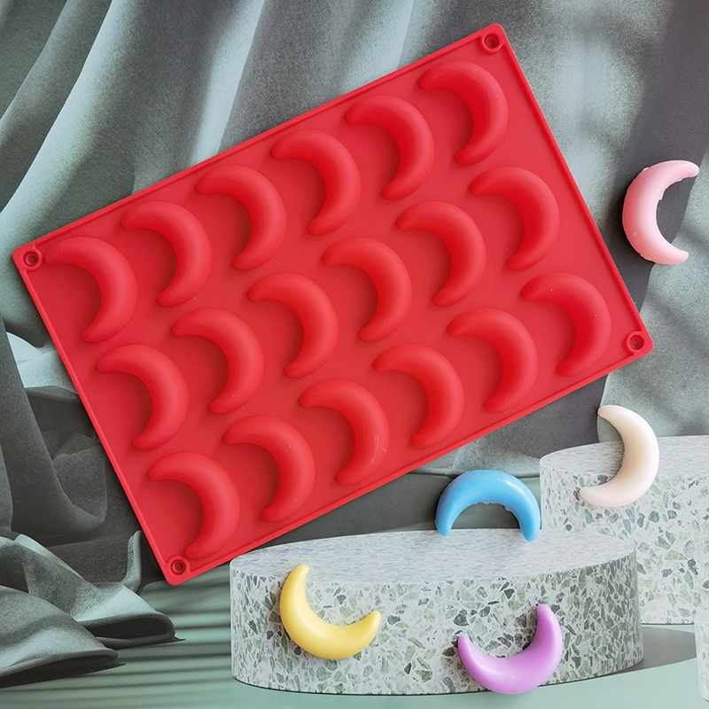 Molde de silicona de Luna para hornear, decoración de pasteles de caramelo de Chocolate, media luna, Topper de cupcakes, galleta, cubo de hielo, cera Melts, crayón, llaveros