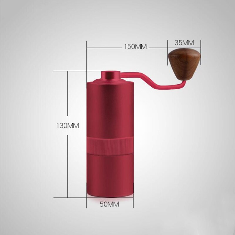 Handmatige koffiemolen, braammolen, draagbare handbediende koffiebonenmolen, 15g koffiemolens, rood