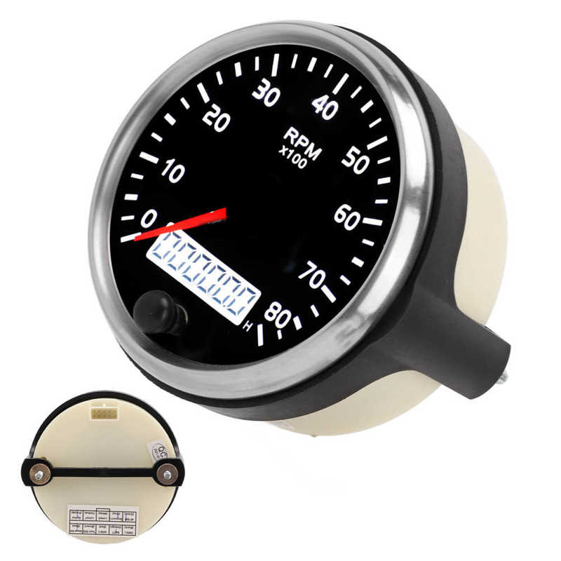Universal Tachometer 85mm/3.35in LCD Display Vibration Resistant Pointer Tachometer for Gasoline Engine for Truck Boat