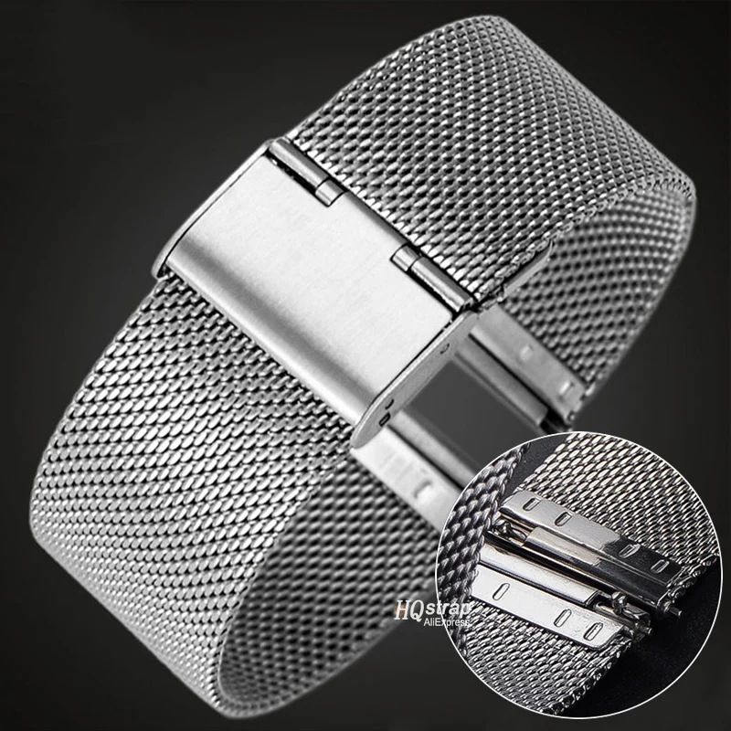 Correa de reloj milanesa 1,0/0,6/0,4, 18mm, 20mm, 22mm, correa de repuesto Universal de acero inoxidable para pulsera Seiko para pulsera de rol
