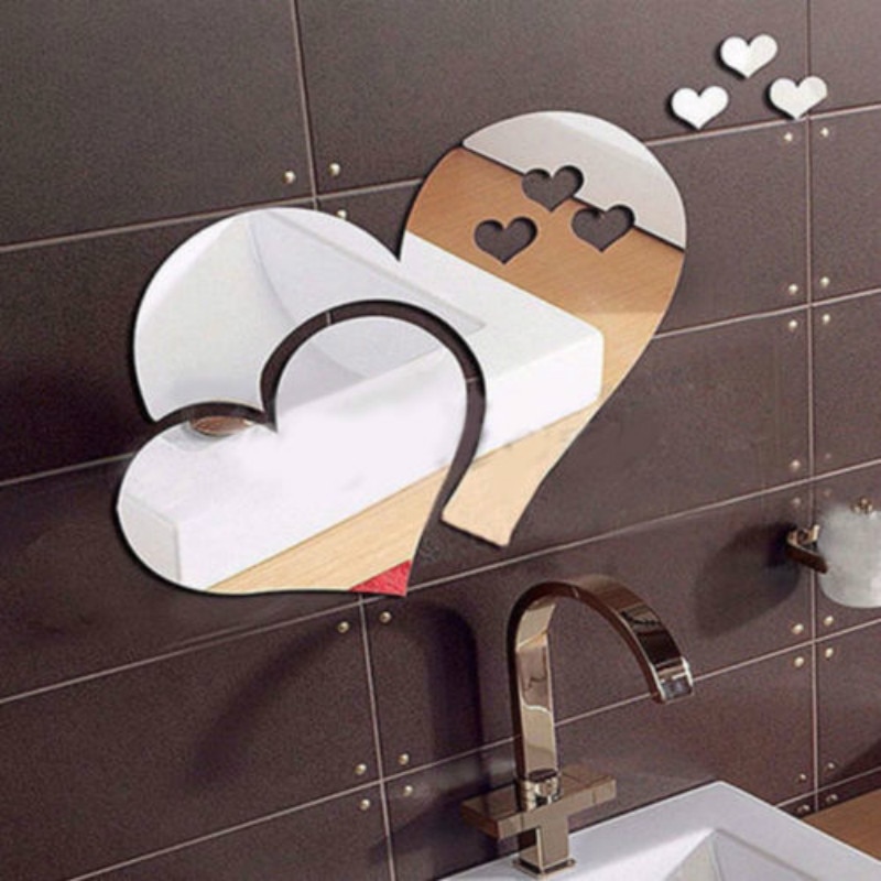 Pegatina de pared para espejo DIY, 3D pegatina de corazones, Mural de arte extraíble para habitación, decoración del hogar, espejo