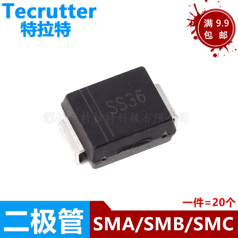 100 Stks/partij Schottky Diode Sr360 SS36 Smb Sma Smc 3A/60V