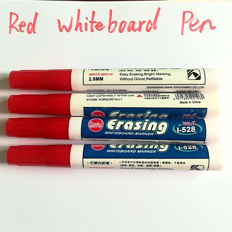 4 Stuks Rode Kleur Grote Capaciteit Uitwisbare Whiteboard Marker Pen Milieuvriendelijk White Board Marker Pennen Kantoor Schoolbenodigdheden