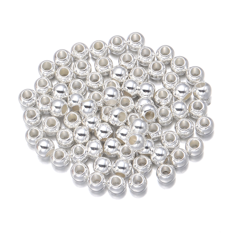 Louleur grand trou perles CCB perles entretoise perles entretoise perles en vrac pour bijoux à bricoler soi-même faisant des accessoires breloques: WHITE / 4mm