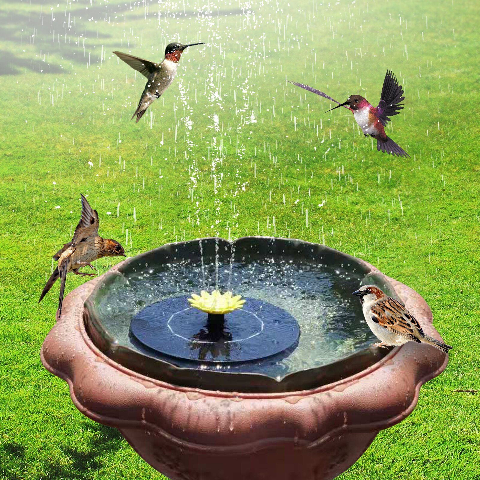Fontaine solaire de jardin, cascade, piscine, bain d&#39;oiseaux, flottante, pompe à eau d&#39;extérieur, décoration de jardin
