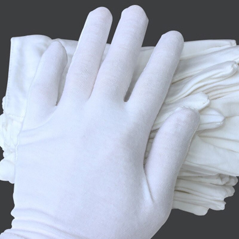 Guantes Blancos de algodón para inspección de , 1 par, seguro de mano de obra, medio grosor