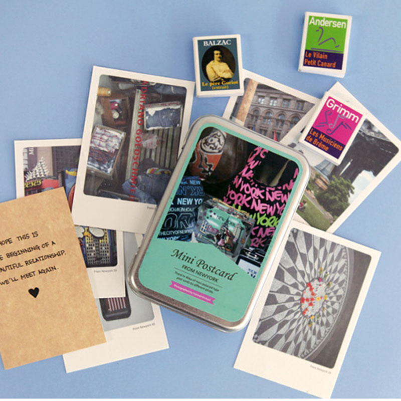 40pcs/lot York tin Box greeting cards set Mini retro postcards European Classical style Cards &amp; Invitations H342