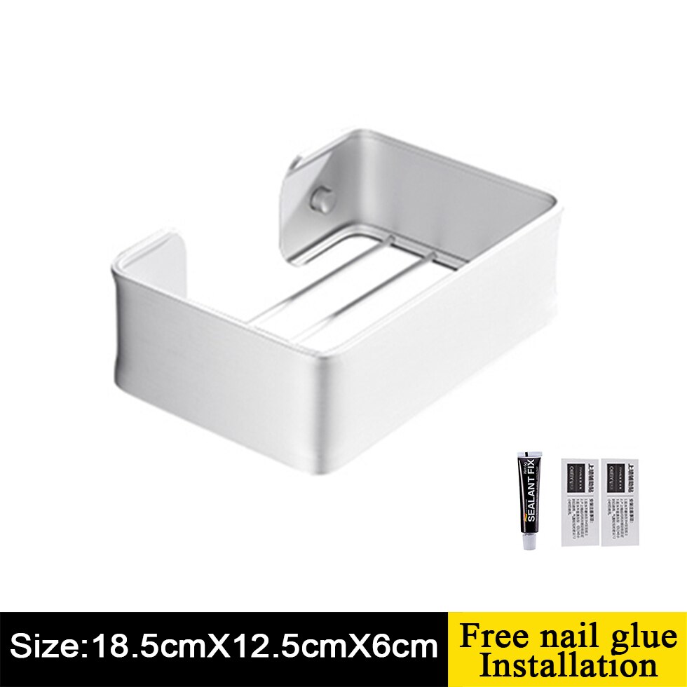 Tissue Holder Black Silver Shower Caddy for Bathroom Toilet Kitchen Shelf Soap Dish Wall Mounted WC Paper Basket: Short-Silver
