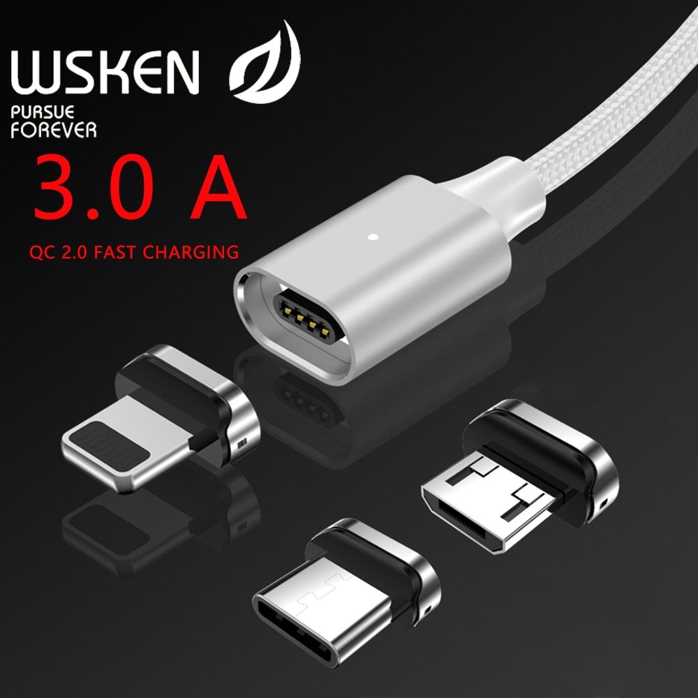 WSKEN X2 kabel magnetyczny mikro rodzaj usb C 3A szybkie ładowanie dla iPhone XS XR kabel robić ładowarki rodzaj-c USB-C robić Samsung S9 S8 adapter