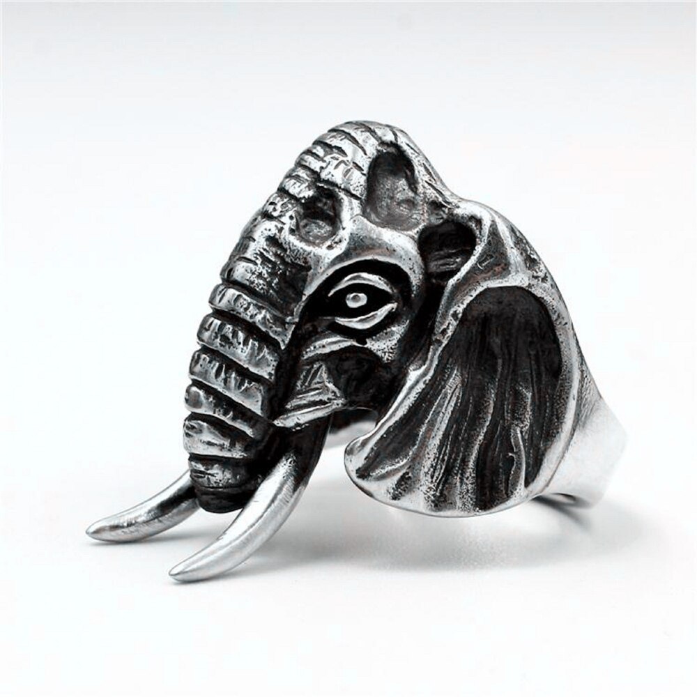 Eyhimd Olifant Hoofd Rvs Animal Ring Mannen Biker Ringen Vintage Tribal Amulet Sieraden