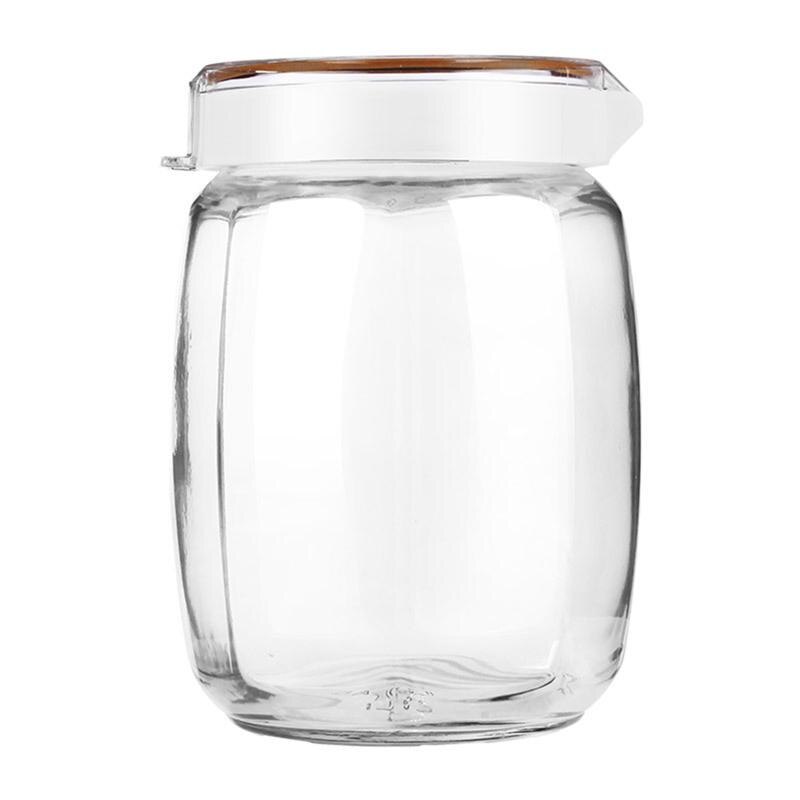 1500ML Glass Storage Tank Airtight Storage Jar Sealed Tea Canister Multifunctional Storage Jar(White)