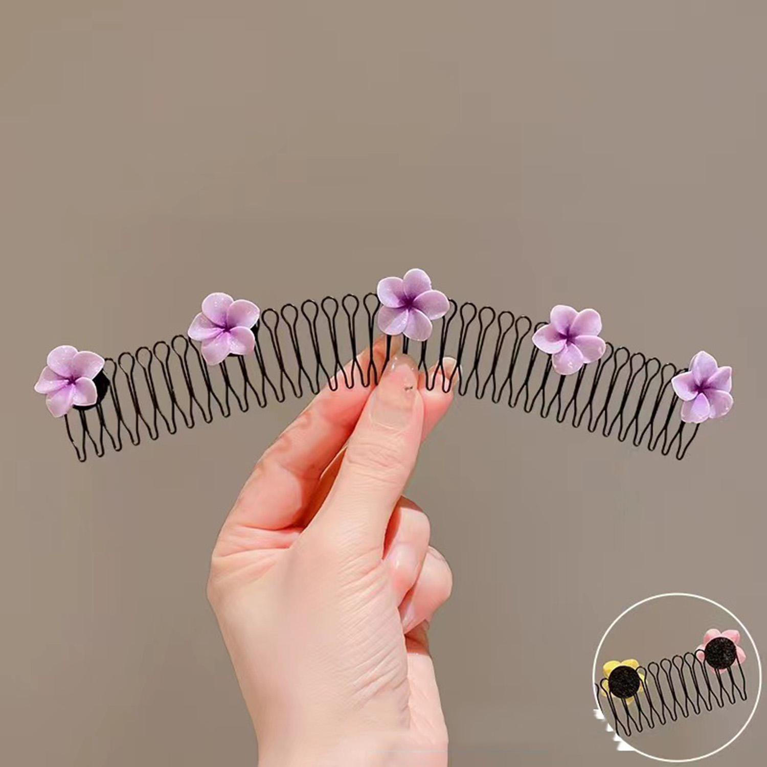 Diademas con acabado de pelo roto para mujer, accesorios para el cabello, horquillas para niños, peine largo, Flor de huevo dulce, Clips,