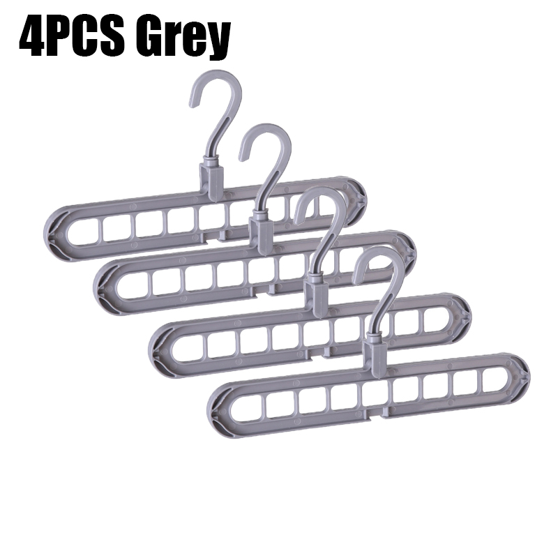 4 Magic Multi-port Support Hangers for Clothes Drying Racks Multifunction Plastic Clothes Rack Drying Hanger Storage Hangers: grey 4pcs