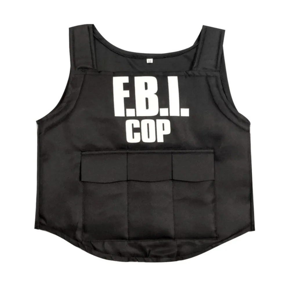 Children's Costume FBI Agent Bulletproof Suit Set of 5 Pieces Special Police Performance Costumes Halloween Costumes: Blue