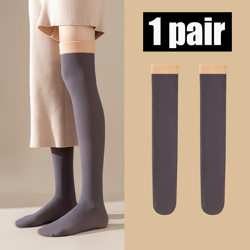 Calze invernali da donna sopra il ginocchio Calzini termici alti alla coscia Comodo calzino caldo sottile elastico Moda Sokken da donna di alta qualità: Black
