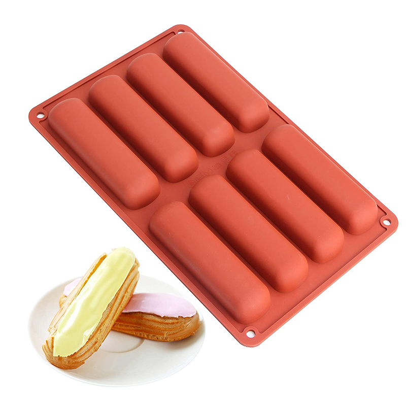 Twinkie-Silikonform mit 8 Mulden, Kuchenform, Eclair Puff-Backform, antihaftbeschichtet, Müsli, Energieriegel, Schokolade, Trüffel, Butterform