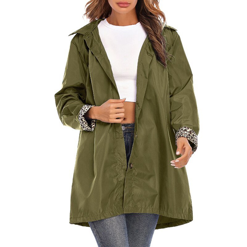 Kvinder vindjakke udendørs vandtæt regnfrakke jakke med hætte mellemlængde letvægts cykeljakke bjergbestigningsdragt: 04 / S