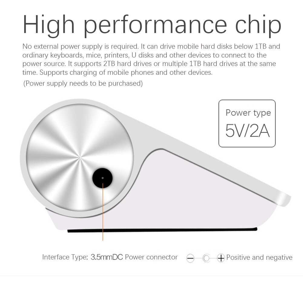 7 Port 5V 1A Data Transmission Aluminum Alloy High Speed Desktop PC Extender Splitter Universal Portable Home Office USB Hub