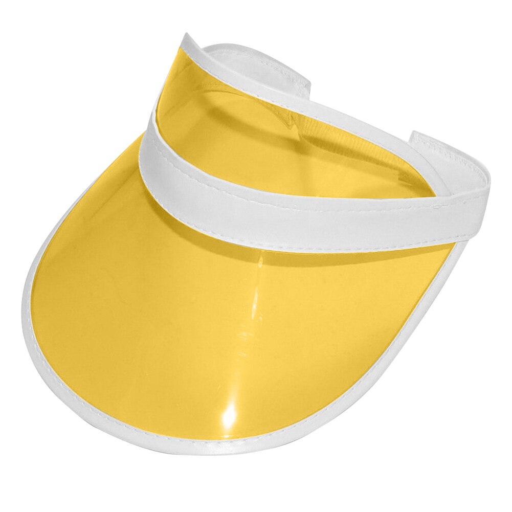Summer women men sun hat candy color transparent blank top plastic pvc anti-uv parasol sunscreen hat cycling sports visor caps: Yellow