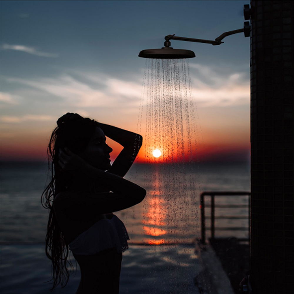 High Pressure Shower Head Round Adjustable Angle Shower Arm Extension G1/2 Bathroom Showerhead 9 inch Rainfall Shower Head