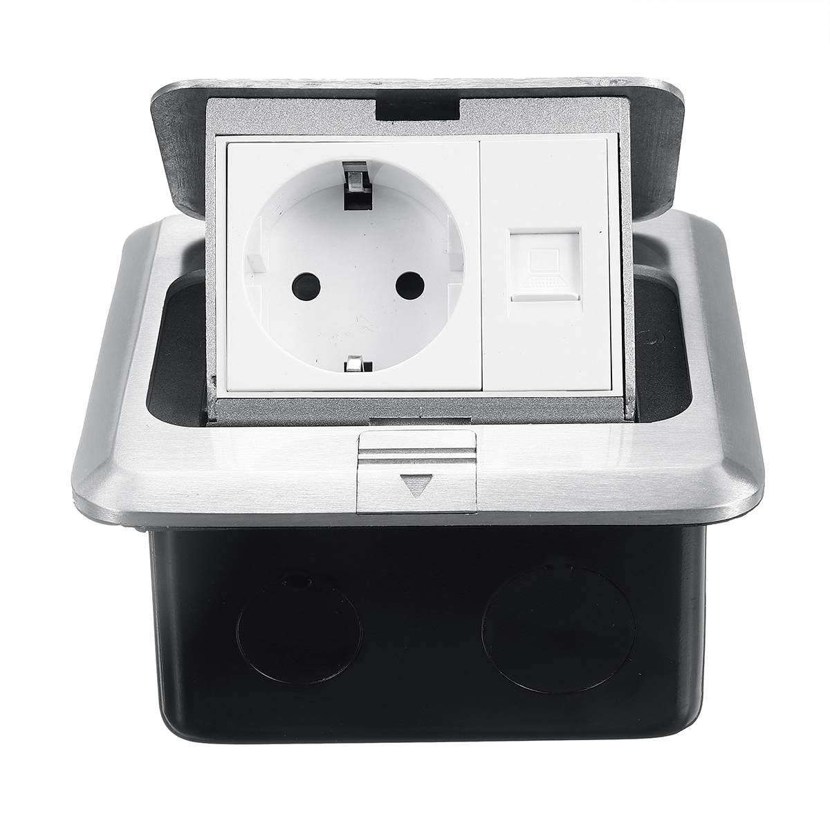 SWILET Aluminum Silver Panel Pop-Up EU Standard Socket + Universal Floor Socket Power Outlet Meeting Room Hotel Steel Box Outlet