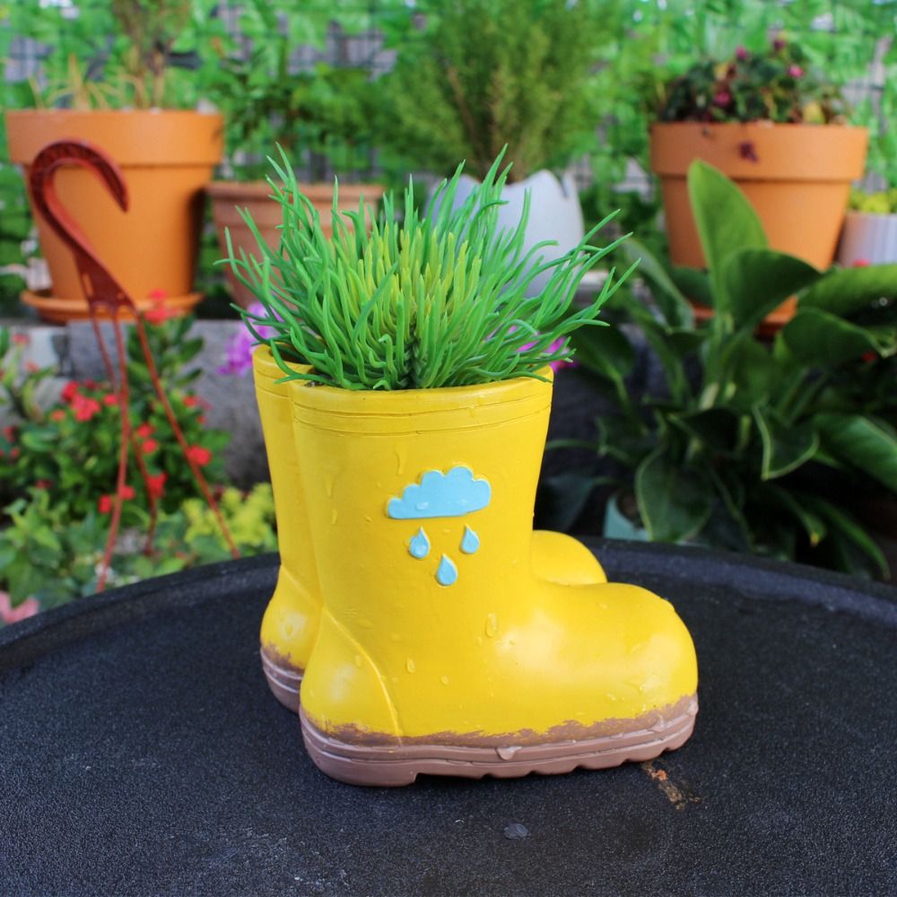 Garden Decoration Resin Rain Boot Planter Funny Decorative Hydroponic Flower Holder Crafts Vase Ornament Bonsai
