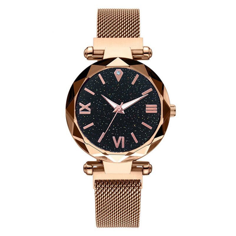 ciel étoilé chiffre romain horloge femmes montres aimant boucle Vibrato violet dames montre-bracelet: Rose gold