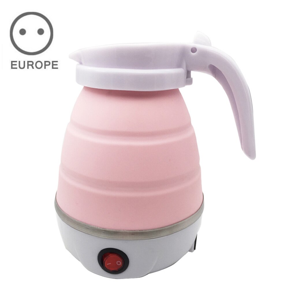 Opvouwbare elektrische waterkoker, waterkoker voor onderweg, automatische uitschakeling, mini-handheld elektrische waterkoker, keukenbenodigdheden, bjstore: Roze eu-stekker