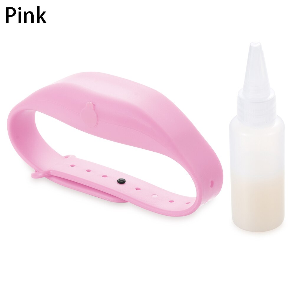 Outdoor Portable Hand Sanitizer Dispensing Wristband Hand Wash Dispenser Refillable With Squeeze Bottle Silicone Soap Bracelet: pink