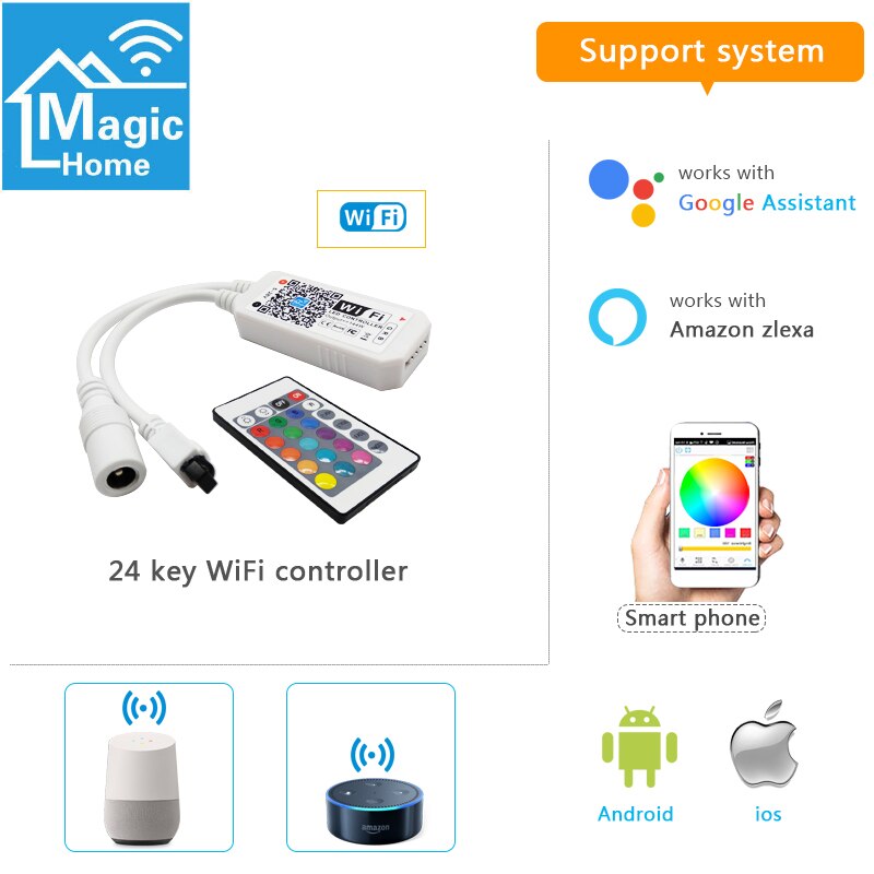 Magic home led-stripcontroller  dc5v 12v 24v bluetooth draadloze wifi-controller, rgb/rgbw ir rf voor 5050 ws2811 ws2812b pixels