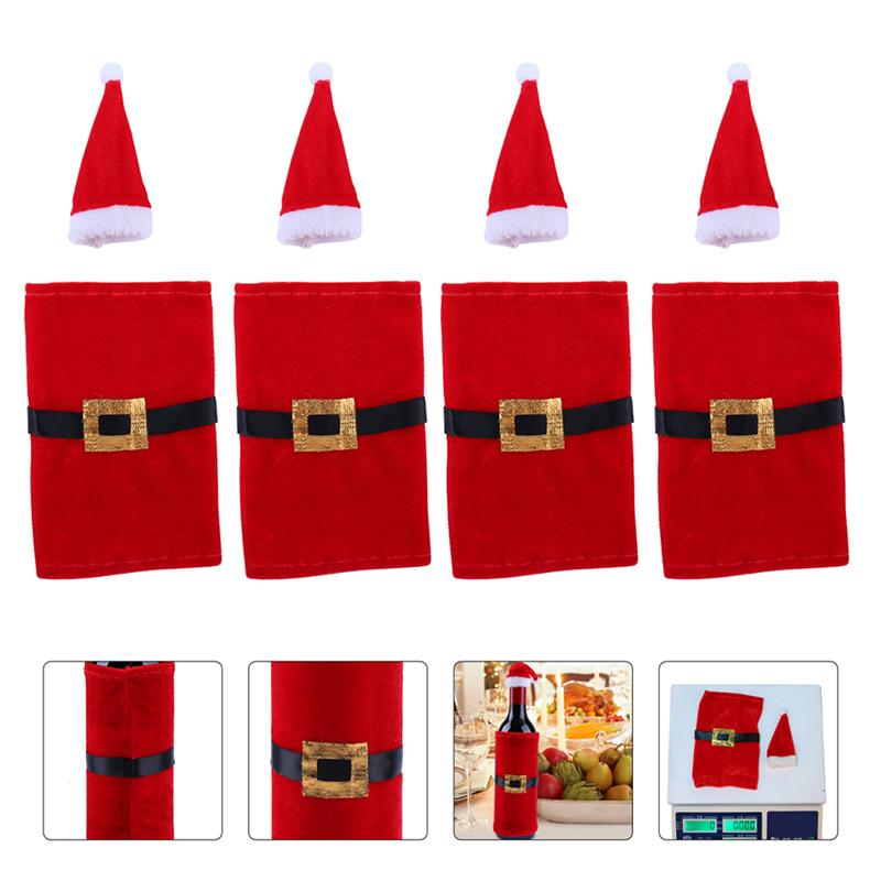 4 setzt Entzückende Weihnachten Wein Flasche Abdeckung wiederverwendbar Wein Flasche Schutz Tasche Wein Flasche Hütte Weihnachten Wein Tasche für Hause dekor