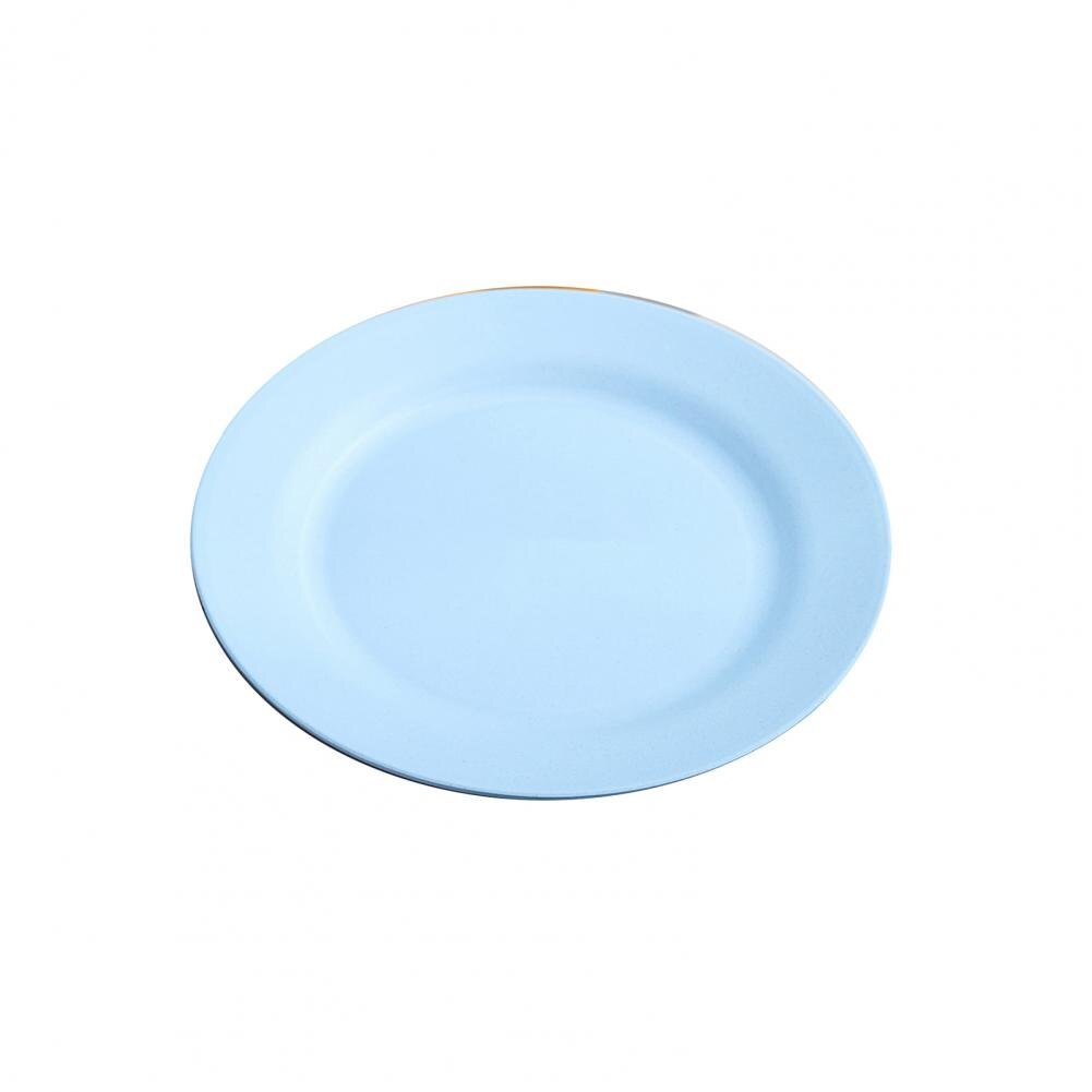 Shockproof Food Plate Plastic Heat-resistant Dinner Plate Tableware Set Breakfast Plate Salad Tray Steak Flate for Home: Blue 25cm