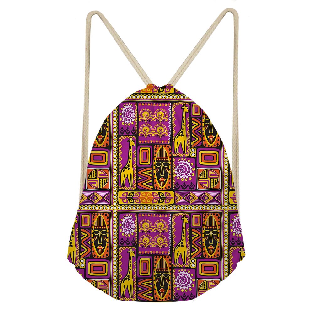Art Style africain impression cordon sacs femmes ethnique noir Style plage épaules sac Afro dames élément chaîne sac à dos: YELLOW
