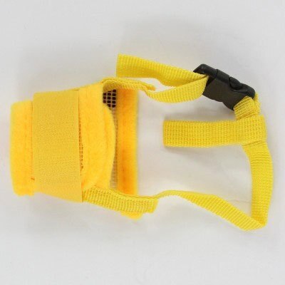 Mascarilla ajustable para mascotas, máscara para ladrar y morder, suave, para el cuidado de la boca, Anti-Parada de masticar, para perros pequeños y grandes: YELLOW / S 12-15cm