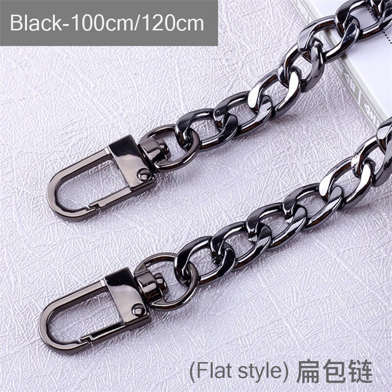 Długi 120cm/100cm wygodny portmonetka na metalowym łańcuszku pasek uchwyt wymiana na torebkę torba na ramię 3 kolor łańcuszek na akcesoria: Flat Black / 120cm