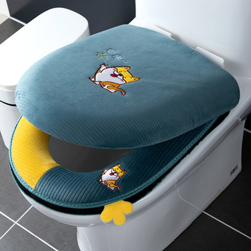 Cotton Linter Overcoat Toilet Case Bathroom Multi Color Toilet Mat Warm Toilet Seat Cover: A12
