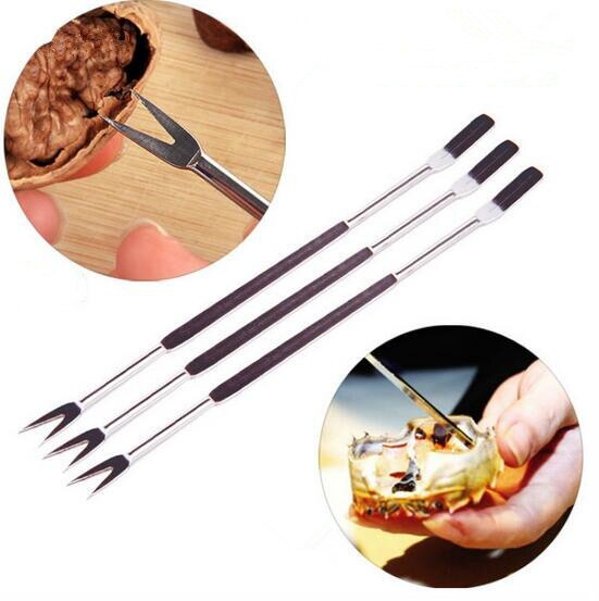 5ps/lot Stainless Steel Lobster Crab Needle Multifunctional Walnut Needle Fruit Fork Kitchen Gadgets Seafood Tools OK 0428