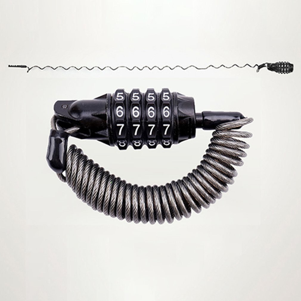 Mini Spring Anti-theft Bicycle Code Lock 4 Digits Combination Password Bike Lock Spring Disc Cable Wire Security Lock: Default Title