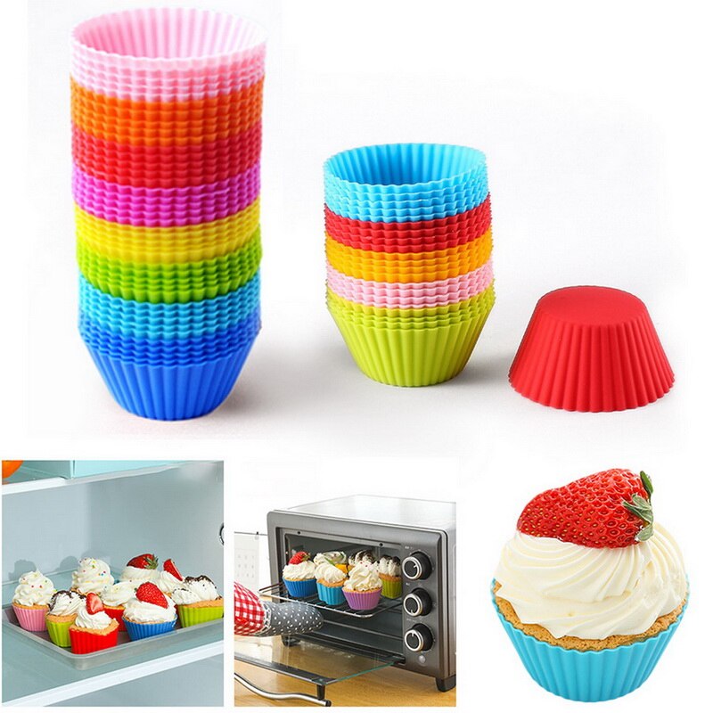 12 pièces/ensemble cuisson tasse Liner cuisson moules forme ronde Silicone Cupcake moule fabricant moule plateau bricolage gâteau décoration outils