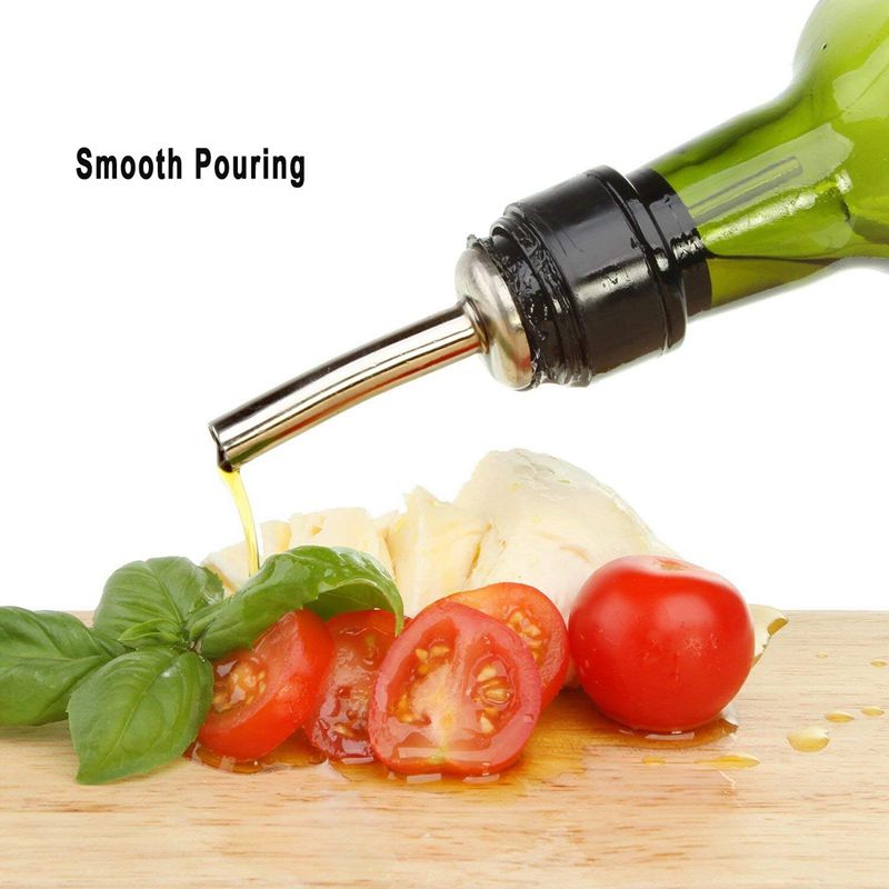 LBER 12Pcs Stainless Steel Spirit Bottle Speed Pourers Olive Oil Wine Pourer with Rubber Dust Caps