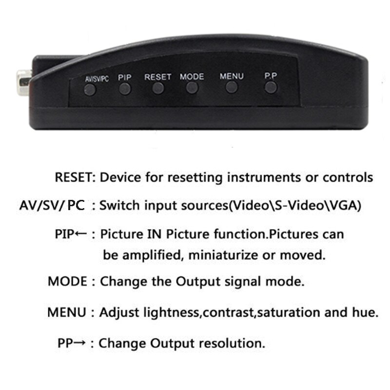 Bnc til vga video omformer s-video inngang til pc vga ut adapter digital bytter eske til pc tv kamera dvd dvr
