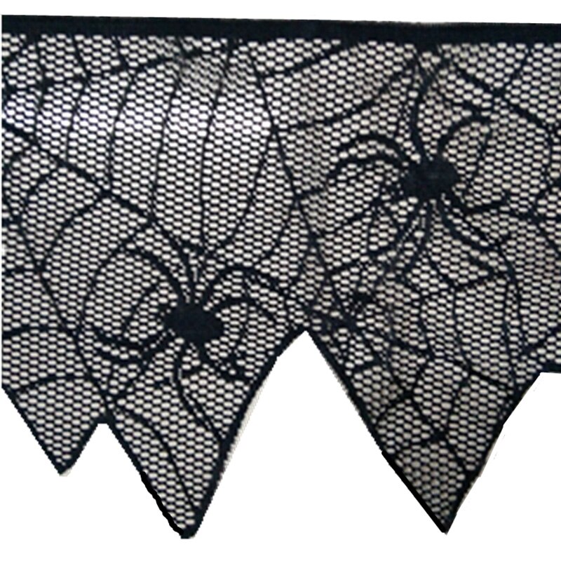 Gordijn raam schoorsteenmantel doek halloween decoratie kant zwart spinnenweb vleermuizen kachel handdoek voor feest  js22