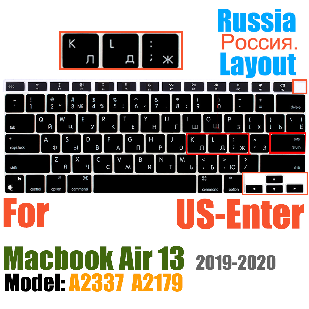 Keyboard Cover For MacBook Air 13 inch Release A2337 M1 A2179 with Touch ID Waterproof Protective Silicone Skin: Clear