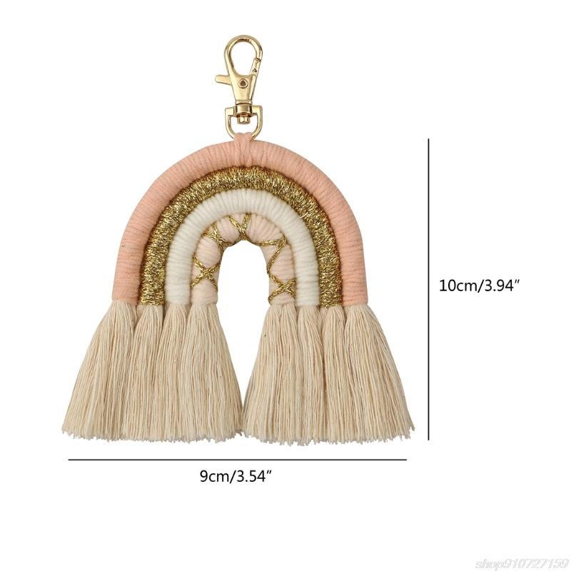 Regenbogen-schlüsselanhänger für damen, boho-stil, handgefertigt, schlüsselring, makramee-taschenanhänger, autoanhänger, schmuck,  ar06 22
