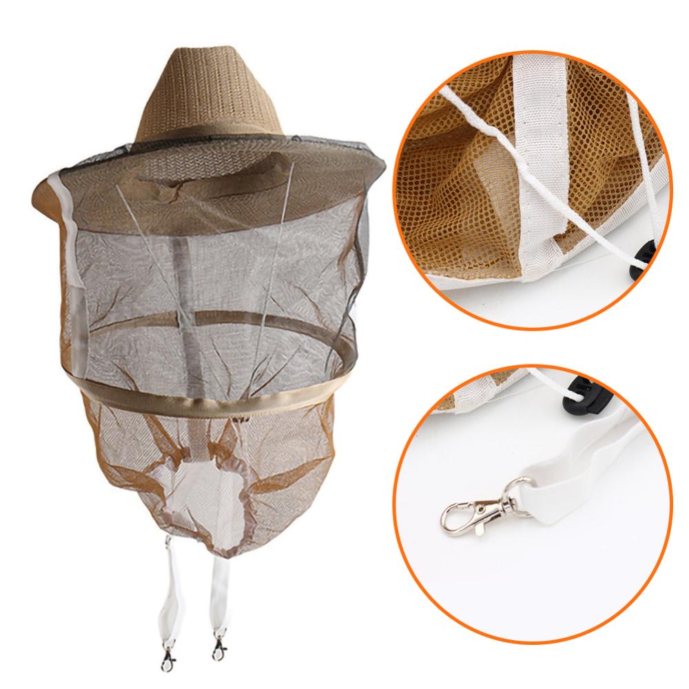 Anti-bijenhoed, beschermend net, beschermende benodigdheden voor de imker, duurzame bescherming, imker cowboy, kampeermasker voor de imker.