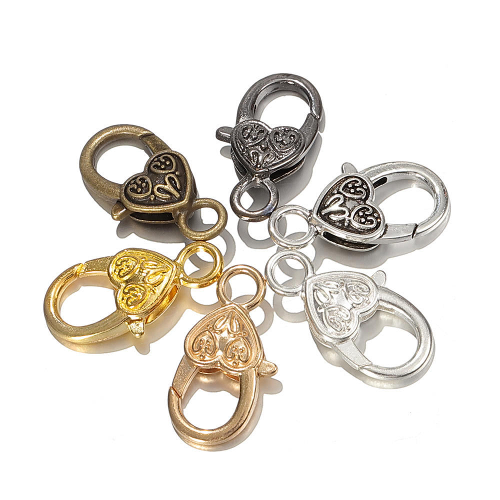 Chiusure a moschettone a forma di cuore da 10 pezzi per la creazione di gioielli fai da te