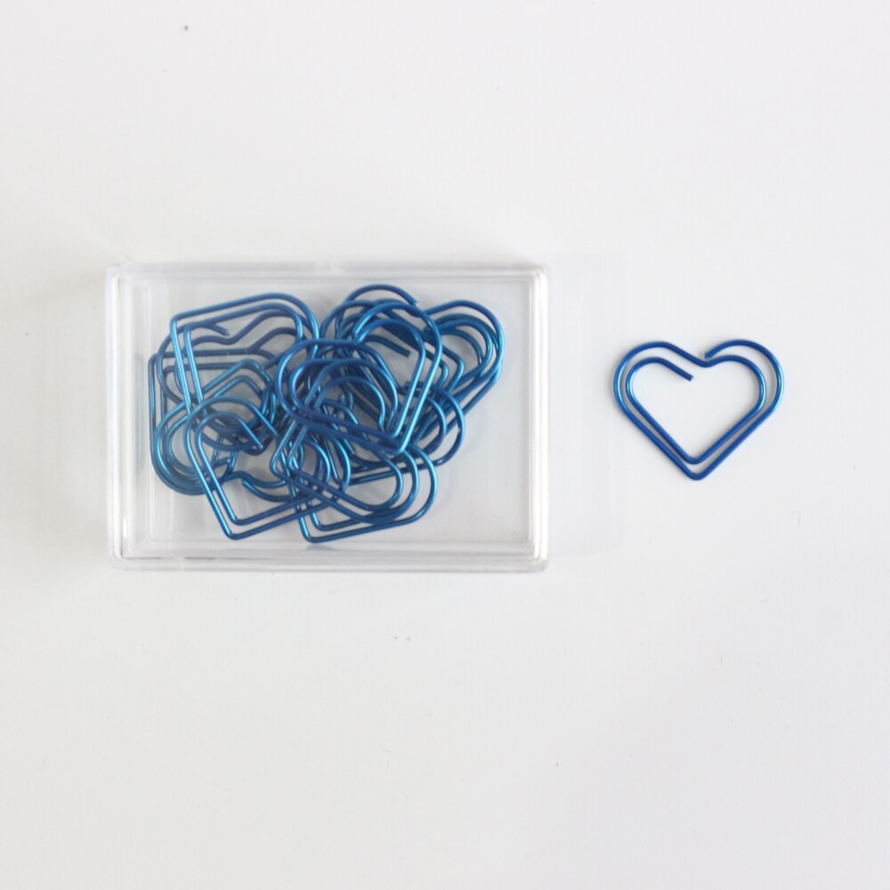 Domikee-marcapáginas con de corazón de amor, clips de papel para la escuela y la Oficina, 12 unids/caja, 5 colores,: Azul