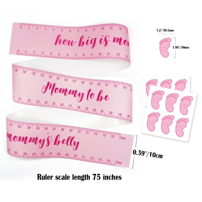 How Big is Mommy's Belly? Includes 1 Mommy's Belly Measuring Tape and 12 Stickers, Gender Neutral Fun Baby-Shower Game
