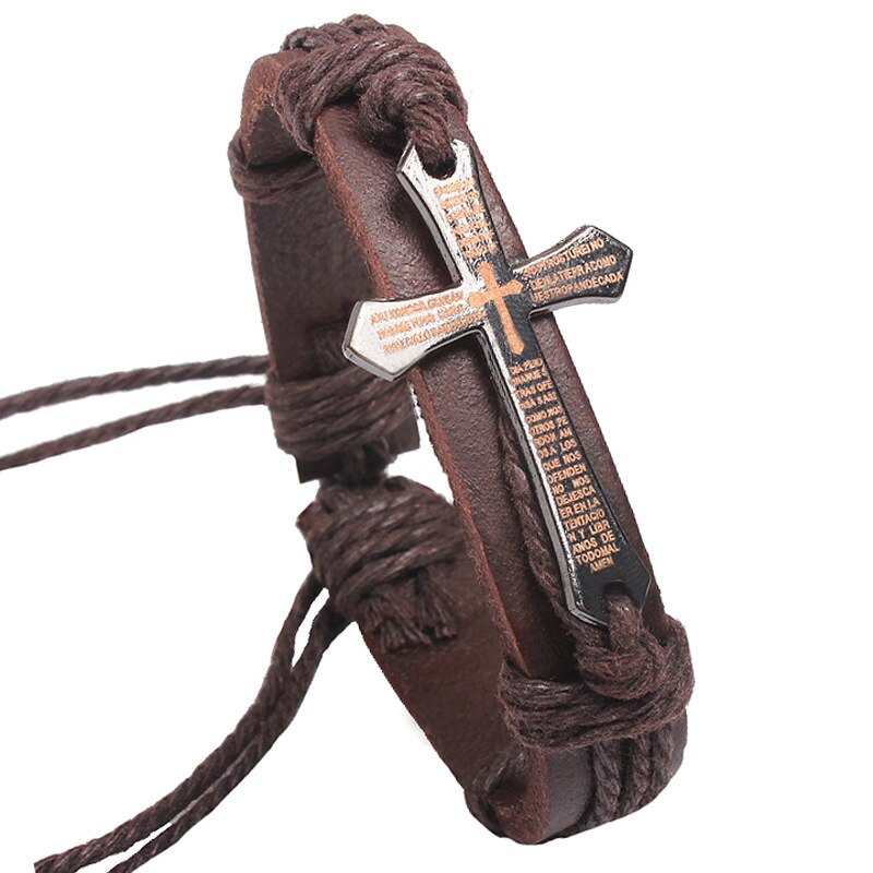 CIBOCIBO Cross Bracelet Men Vintage Leather Rope Classic Bracelet Men Braided Luxury Men Pulseras Mujer Moda