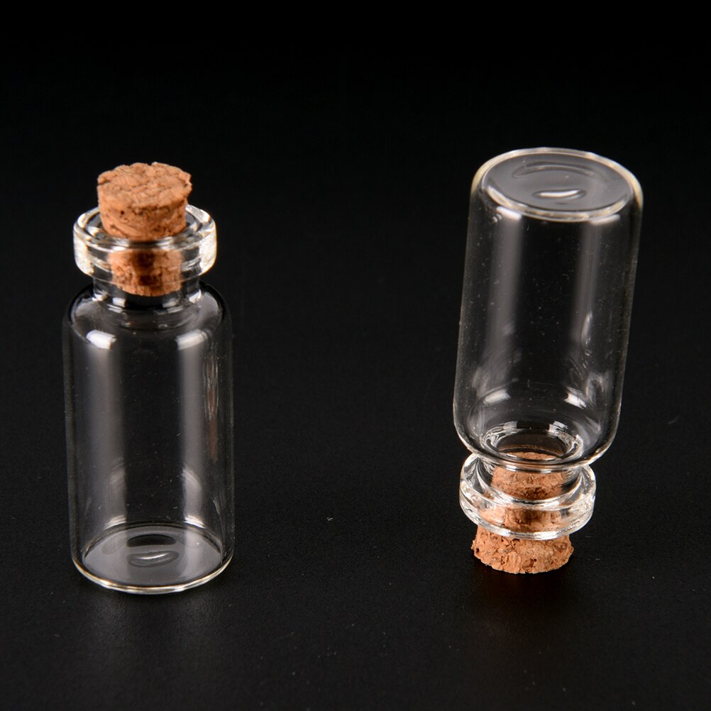 10 stuks 16 x 35mm wensflesjes kerst kleine lege doorzichtige kurk glazen flesjes voor huwelijksdecoratie